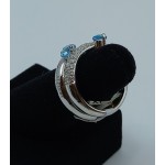 Alfieri St John - 18k  White Gold Diamond, Blue Topaz,   Ring